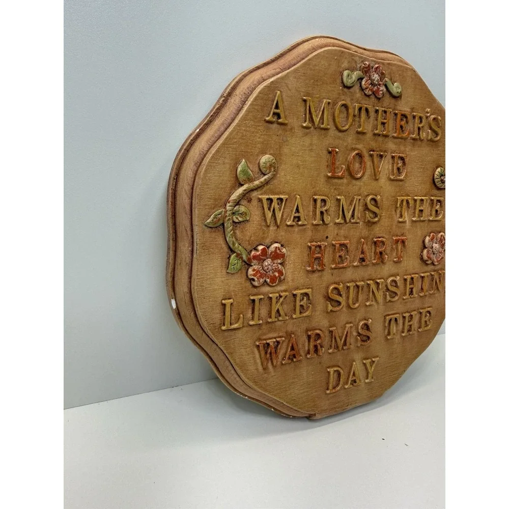 Vintage 1970 Mother's Love Wall Plaque MCM‎ Floral Quote Decor